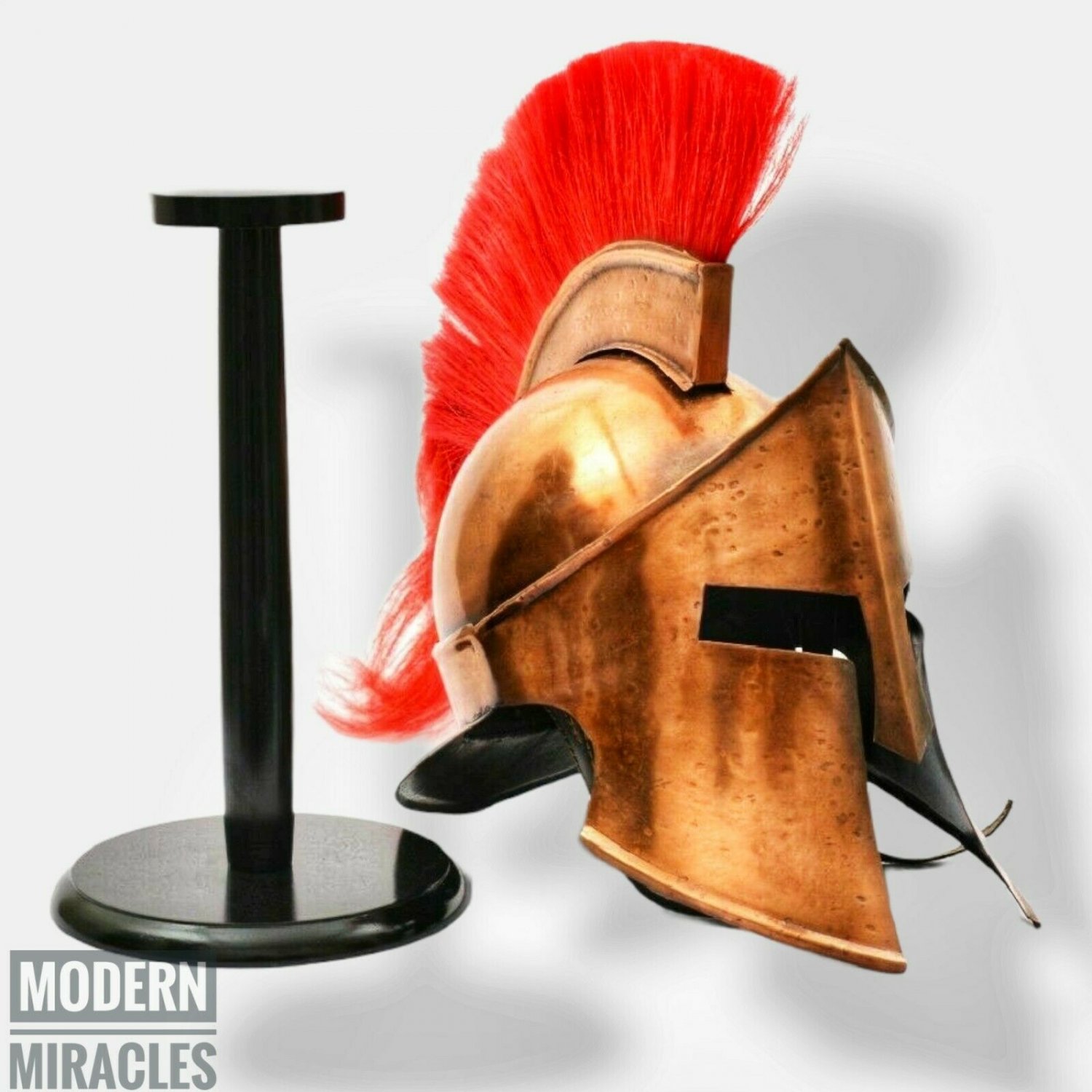 Medieval Armor Greek SPARTAN Helmet With Red Plume Brass Finish HALLOWEEN GIFT