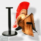 Medieval Armor Greek SPARTAN Helmet With Red Plume Brass Finish HALLOWEEN GIFT