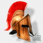 Medieval Armor Greek SPARTAN Helmet With Red Plume Brass Finish HALLOWEEN GIFT