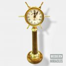 Antique Nautical Brass Ship Wheel Desk Clock Vintage Maritime Home Decor Gift