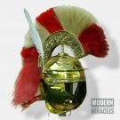 18 Guage Brass Medieval Knight Roman Centurion Helmet With Plume Halloween Gift