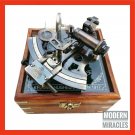 Collectible Antique Nautical Brass Working German Marine Sextant with Wooden Box