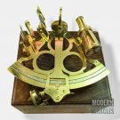 8" Antique Maritime Brass Nautical Sextant Astrolabe Working Sextant Wooden Box