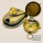 Antique Brass Navigational Compass Anniversary Gift Couple Wife Engraved Compass