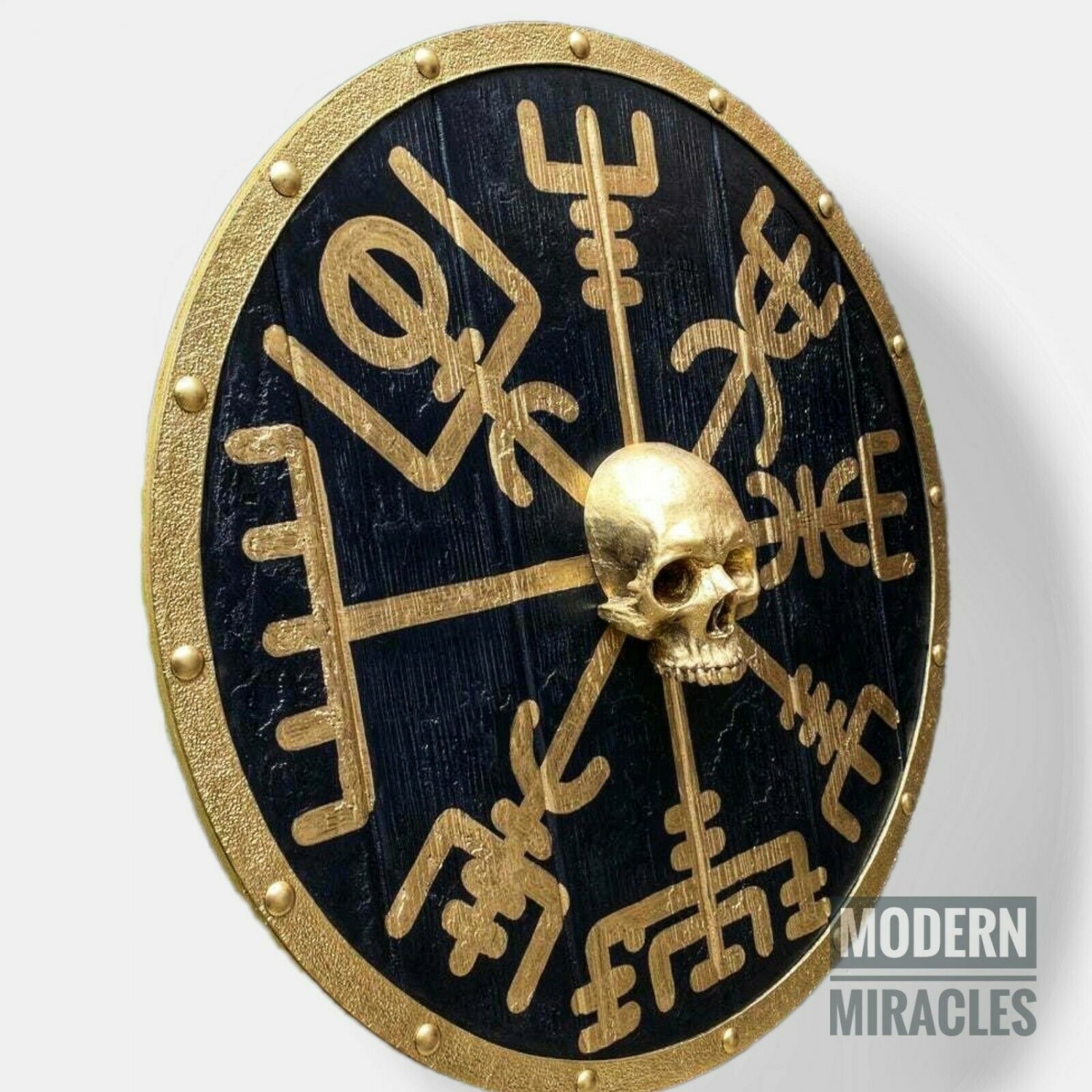 Medieval Skull Viking Wooden Shield Heavy Metal Fitted (GOT) Ragnar Cosplay Gift
