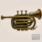 Antique Brass Trumpet Vintage Pocket Bugle Student Horn 3 Valve Mouthpiece
