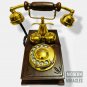 Vintage Brass Telephone Etching Wooden Rotary Dial Maharaja Engraved Telephone