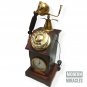 Vintage Wooden Rotary Dial Brass Telephone with Clock Antique Style Etching Gift