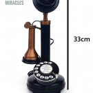Antique Brass Retro Landline Telephone Vintage Look Rotary Dial Candlestick Gift
