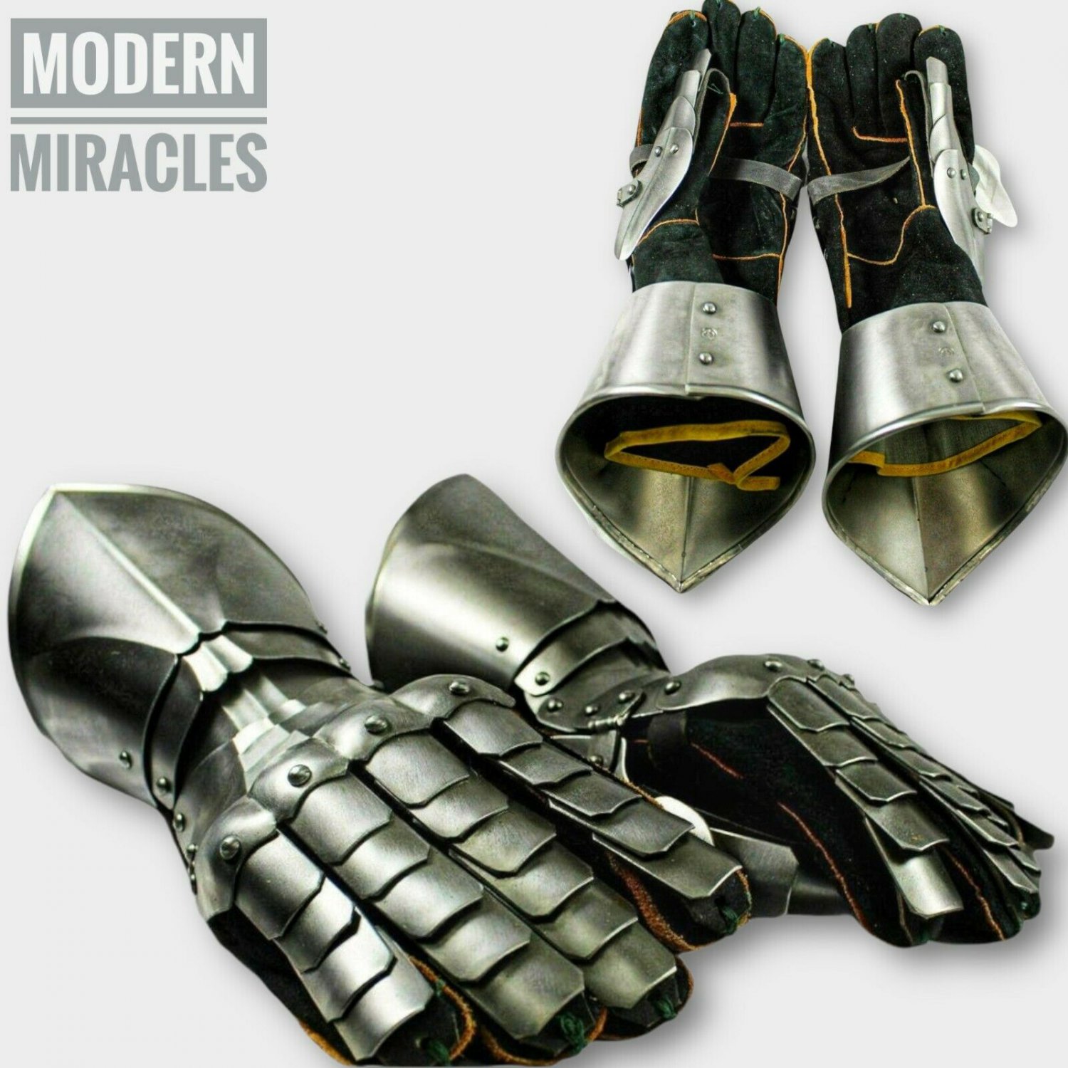 Medieval Armor Halloween Crusader LARP Gauntlet Steel Armour Gloves Gift Cosplay