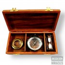 Set of 3 Nautical Brass Sand Timer with Map Reader Lens Compass & Magnifier Lens