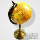 Antique Brass Handmade Globe Map Ornament with Aluminium Stand Table Top Decor