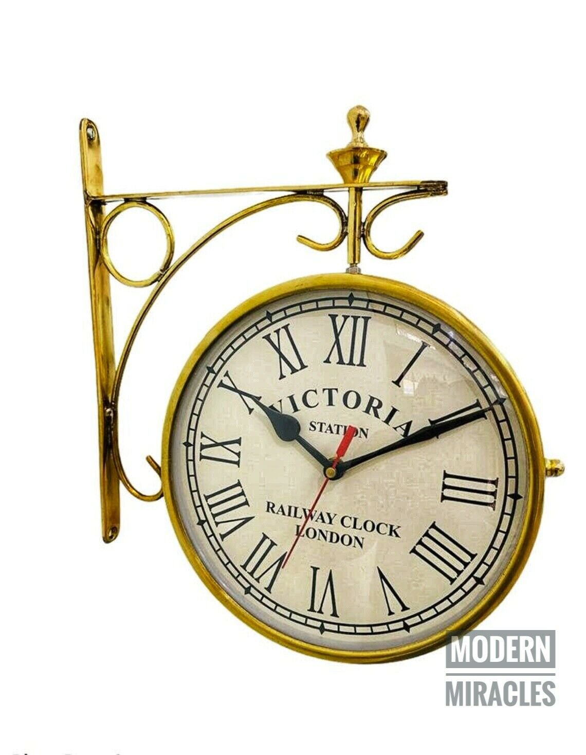 8'' Nautical Brass Double Sided Railway Station Wall Clock For Decor Halloween