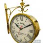 8'' Nautical Brass Double Sided Railway Station Wall Clock For Decor Halloween