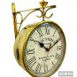 8'' Nautical Brass Double Sided Railway Station Wall Clock For Decor Halloween