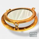 Antique Maritime Brass 15" Porthole Round Window Glass Nautical Boat Ship Mirror