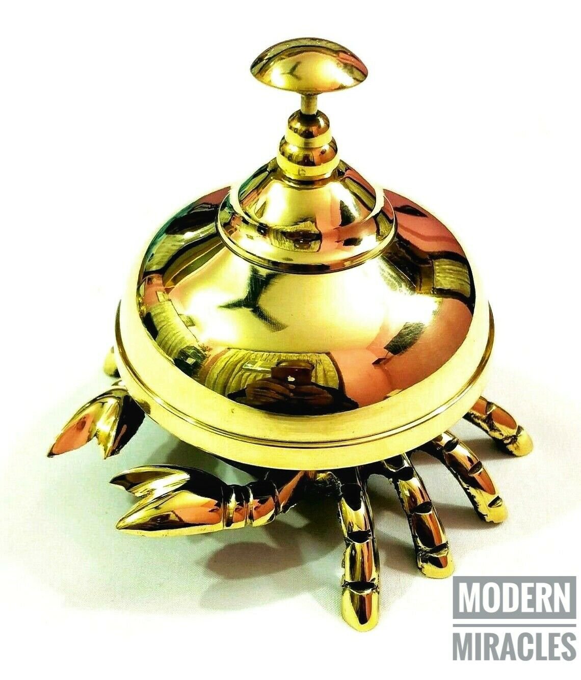 Brass Polished Crab Style Ornate Hotel Desk Bell Sale Service Counter Bell Decor
