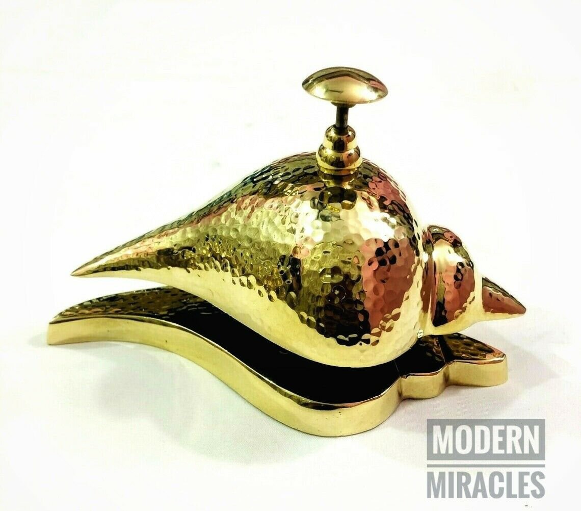 Nautical Brass Sea Shell Service Bell Ornate Hotel Front Desk Calling Bell Decor