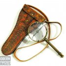 Nautical Brass Reading Magnifier Lens with Compass in Leather Cover Collectibles