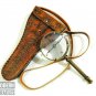 Nautical Brass Reading Magnifier Lens with Compass in Leather Cover Collectibles