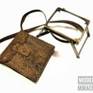 Vintage Desktop Rectangular Brass Magnifying Glass Nautical with Leather Cover