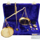 Decor Antique Brass Jewellery Balance Scale with Velvet Box & Complete Weight