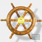 18"Nautical Wooden Ship Steering Wheel Pirate Decor Wood Brass Fishing Wall Boat