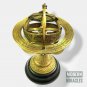 8" Antique Brass Armillary Sphere Globe Engraved on Wooden Base Nautical Decor