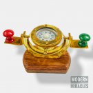 Brass Gimbled Compass Nautical brass Compass on Wooden Base Marine Ship Compass