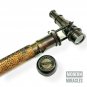 Antique Brass Hidden Telescope on Top Walking Stick Leather Engraved Canes Gift
