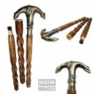 Brass Antique Anchor T Shape Retro Walking Stick Wooden Engraved Canes Gift