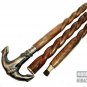 Brass Antique Anchor T Shape Retro Walking Stick Wooden Engraved Canes Gift