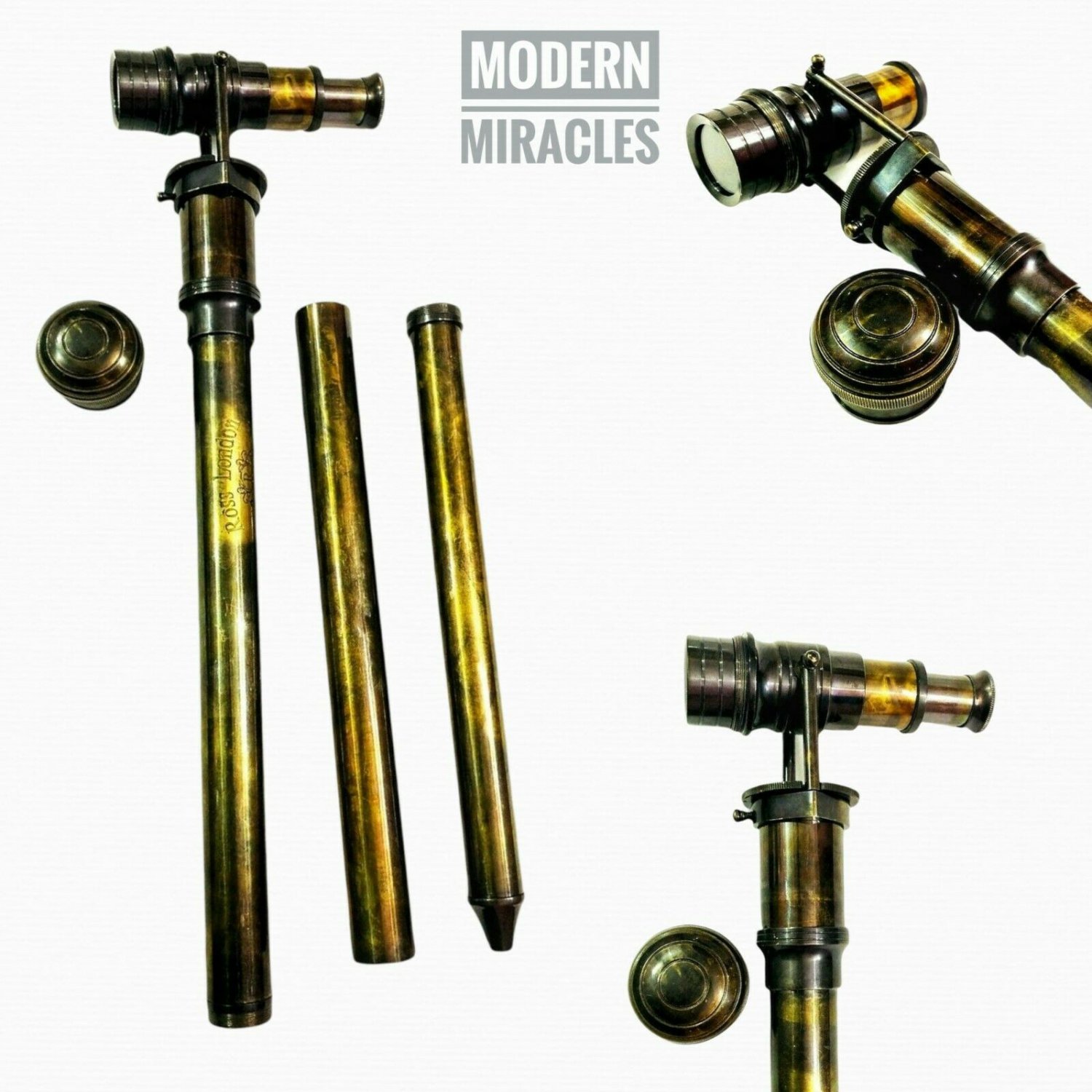 Antique Nautical Full Brass Hidden Telescope Walking Stick Vintage Canes Gift