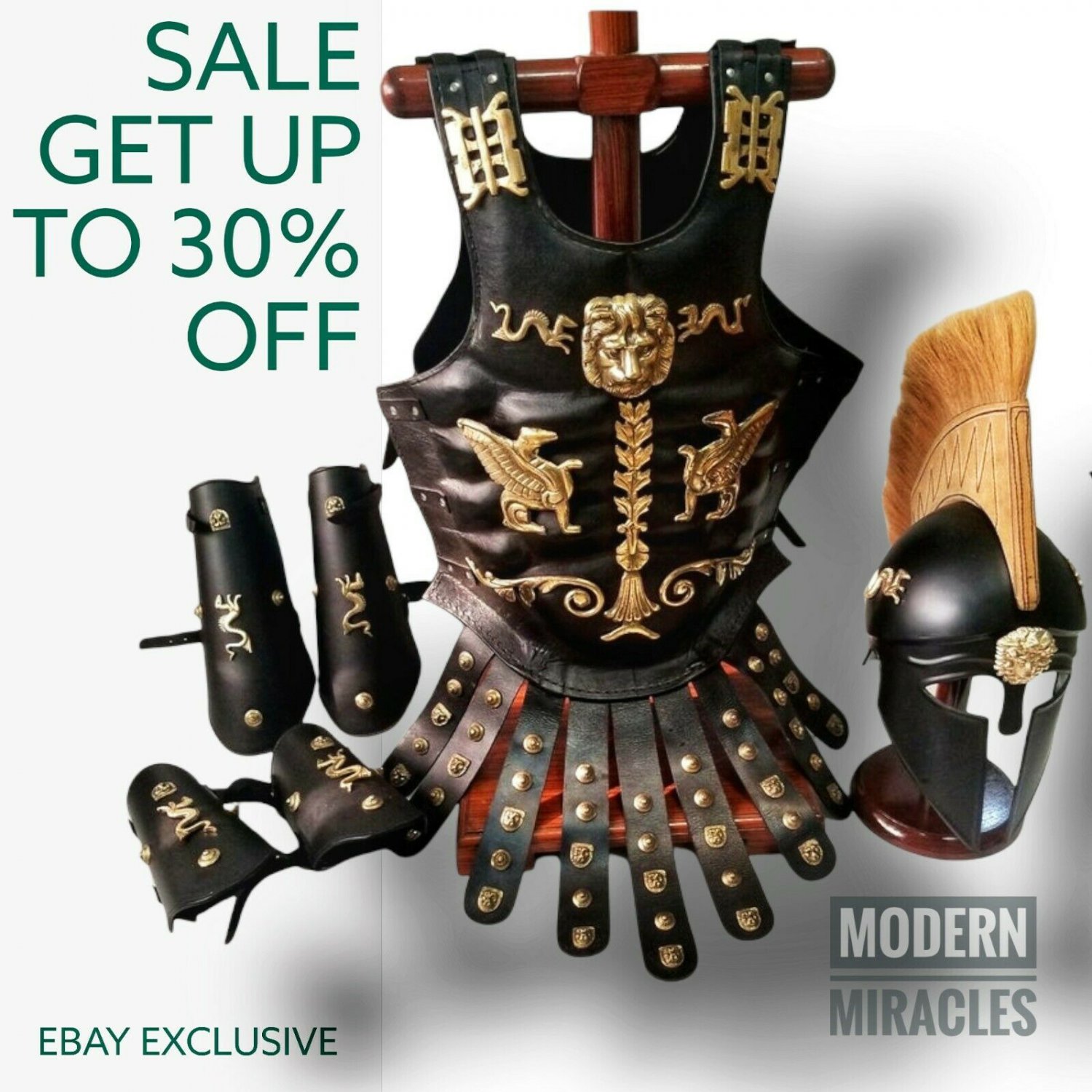 Corinthian Greek leather Muscle armor breast plate, helmet, leg & arm guard LARP