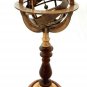 13" Brass Armillary Sphere Engraved Nautical Astrolabe World Globes with Stand