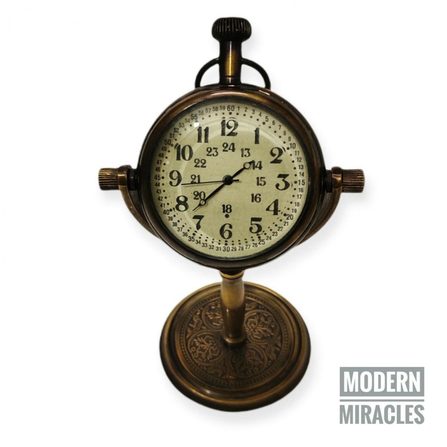 Brass Watch Desk Clock Decor Nautical Antique Table Maritime Marine Halloween