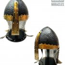 Medieval Norman Viking Antique Black Helmet Iron and Brass Halloween Wearable