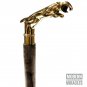Wooden Walking Stick Brass Jaguar Handle Cane Leather Walking Stick Cane Gift