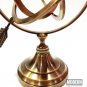 Antique Nautical Brass Armillary Sphere World Globe Brown Metal Base Office Art