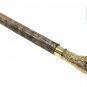 Brass Handle Wooden Lion Folding Compaq Walking Stick Design Brown Leather Cane