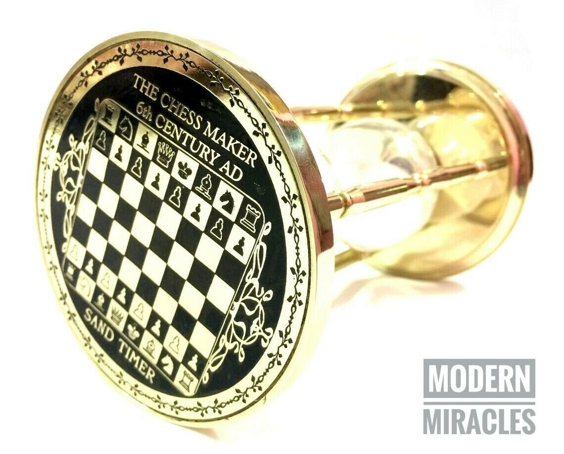 Antique Brass Sand Timer Nautical Maritime Chess Style Hourglass Table Decor