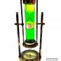 Vintage Revolving Green Liquid White Sand Timer 9" Antique Brass with Compass