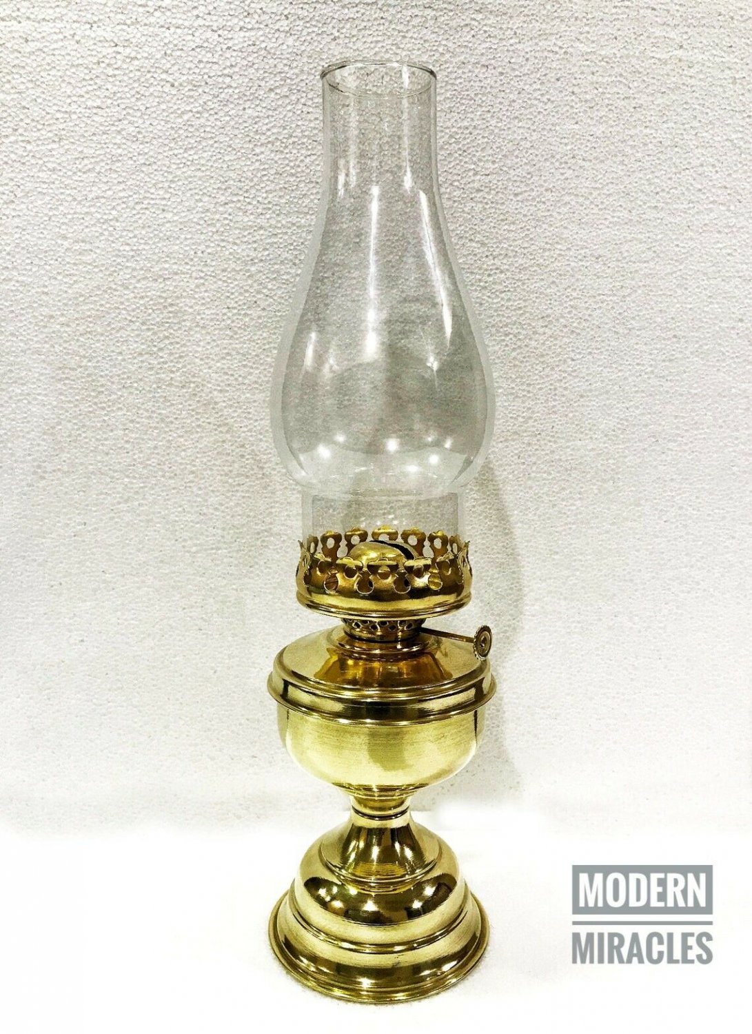15" Hurricane Oil Lantern Shiny Gold Brass Vintage Style Lamp Home Decorative
