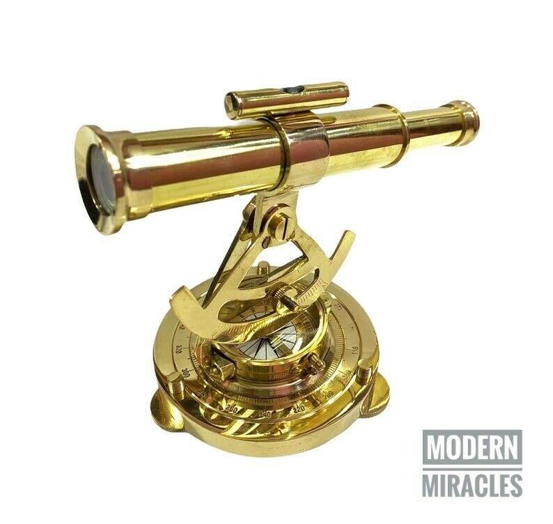 Shinny Brass Nautical Telescope Alidade Compass Transit Surveying Theodolite