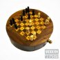 Handmade Wooden Round Chess/Mini Pocket Chess/Travelling Chess Board Games Gift