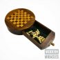 Handmade Wooden Round Chess/Mini Pocket Chess/Travelling Chess Board Games Gift