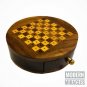 Handmade Wooden Round Chess/Mini Pocket Chess/Travelling Chess Board Games Gift