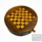 Handmade Wooden Round Chess/Mini Pocket Chess/Travelling Chess Board Games Gift