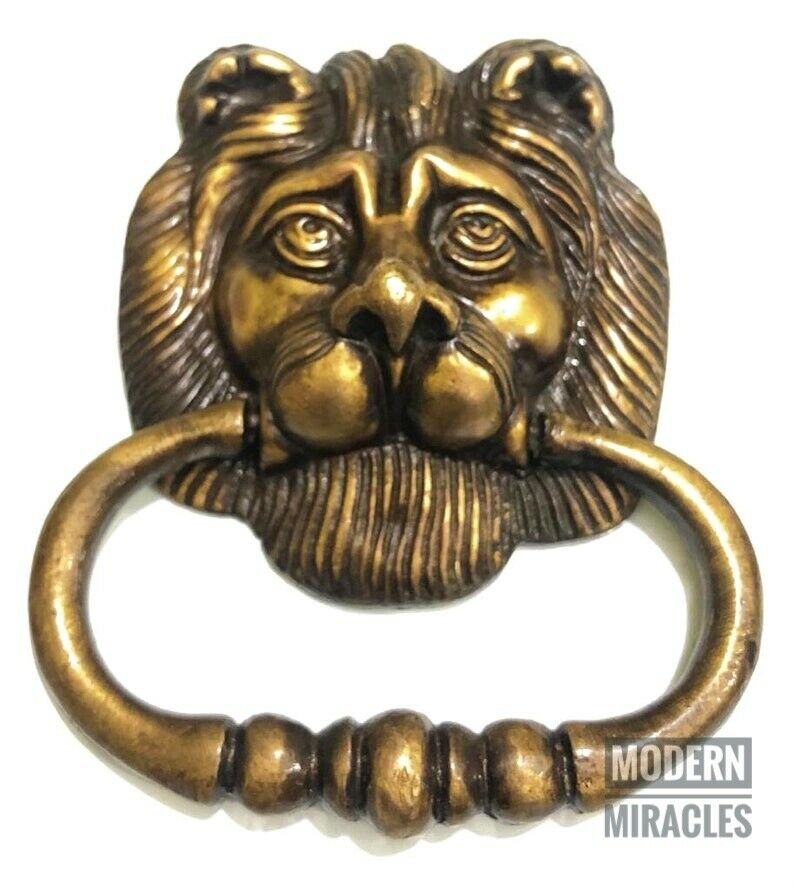 Lion Old Vintage Antique Finish Handmade Brass Door Knocker Pull Knob Home Decor