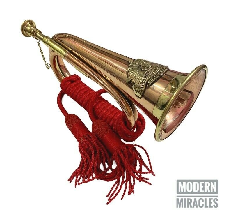 12' Copper & Brass Bugle with Silk Rope Tassel Australian Military Forces Batch